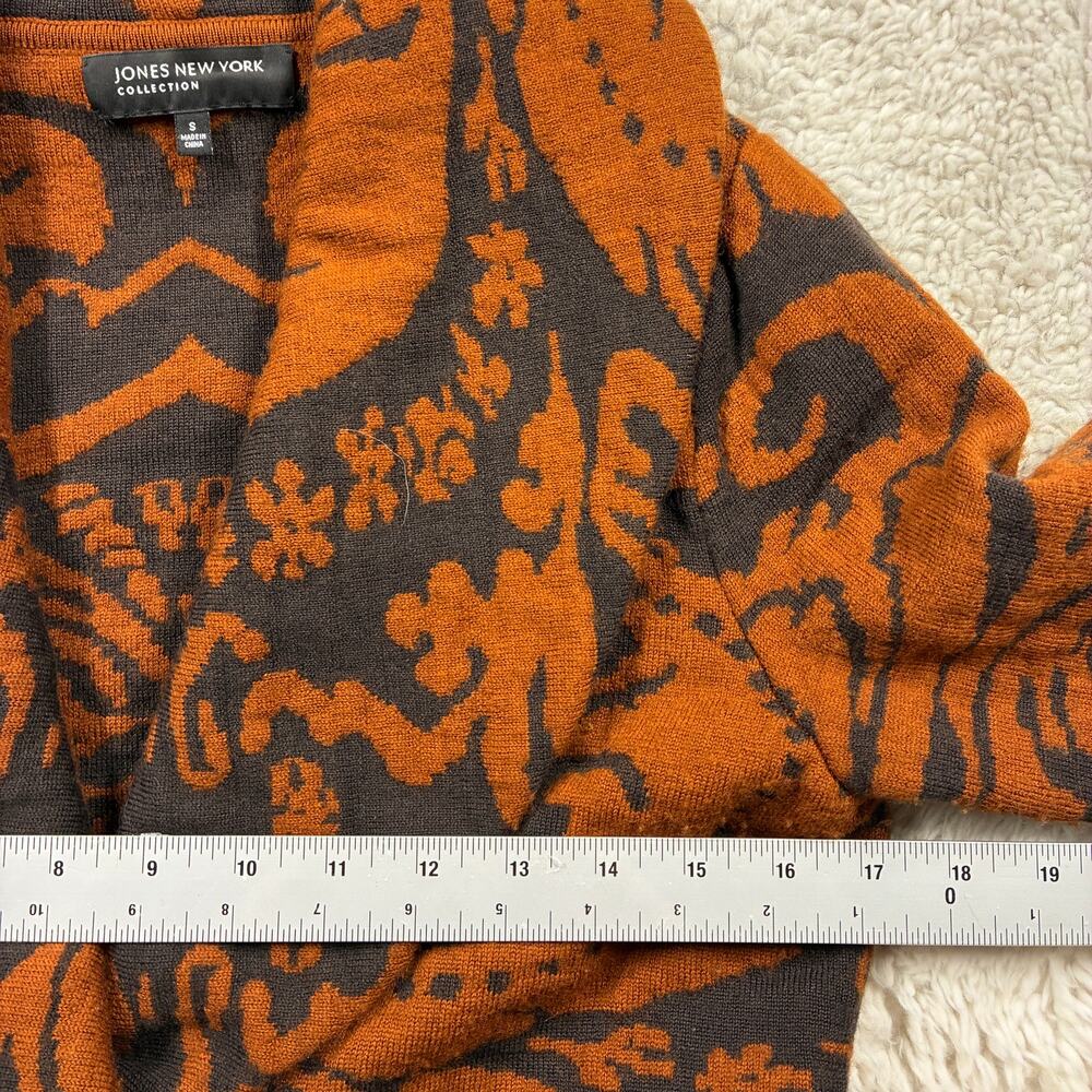 Merino Wool Damask Cardigan Coat Sweater Small S Rust/Brown Large Label MCM - Picture 5 of 8